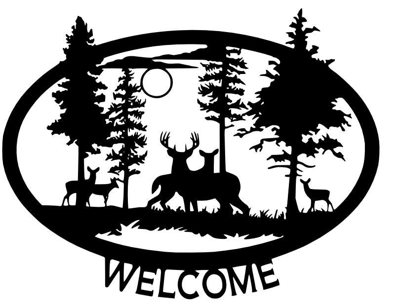 Download Deer scene welcome sign svg dxf file only plasma cut ready ...