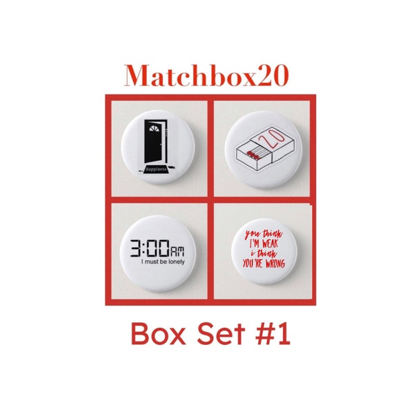 MATCHBOX 20 Box Set #1 Set (4) Badge Toppers Badge Reel Buttons Magnets