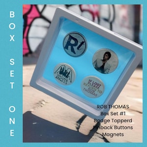 ROB THOMAS Box ONE Set (4) - Badge Toppers Badge Reel Buttons Magnets