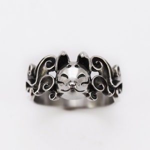 Kitsune Mask Ring - Unisex - Silver Ring