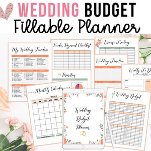 Editable PDF Wedding Budget Planner | Wedding Planner Printable | Wedding Budget | Wedding Timeline Checklist | INSTANT download