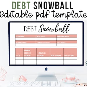 Debt Snowball Printable | Dave Ramsey Debt Snowball Tracking Sheet | Debt Repayment Printable| Editable PDF | INSTANT DOWNLOAD