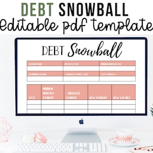 Schuld Schneeball Printable | Dave Ramsey Schuld Schneeball Tracking Sheet | Debt Rückzahlung Printable| Bearbeitbare PDF | SOFORTIGER DOWNLOAD