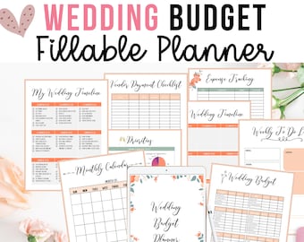 Editable PDF Wedding Budget Planner | Wedding Planner Printable | Wedding Budget | Wedding Timeline Checklist | INSTANT download