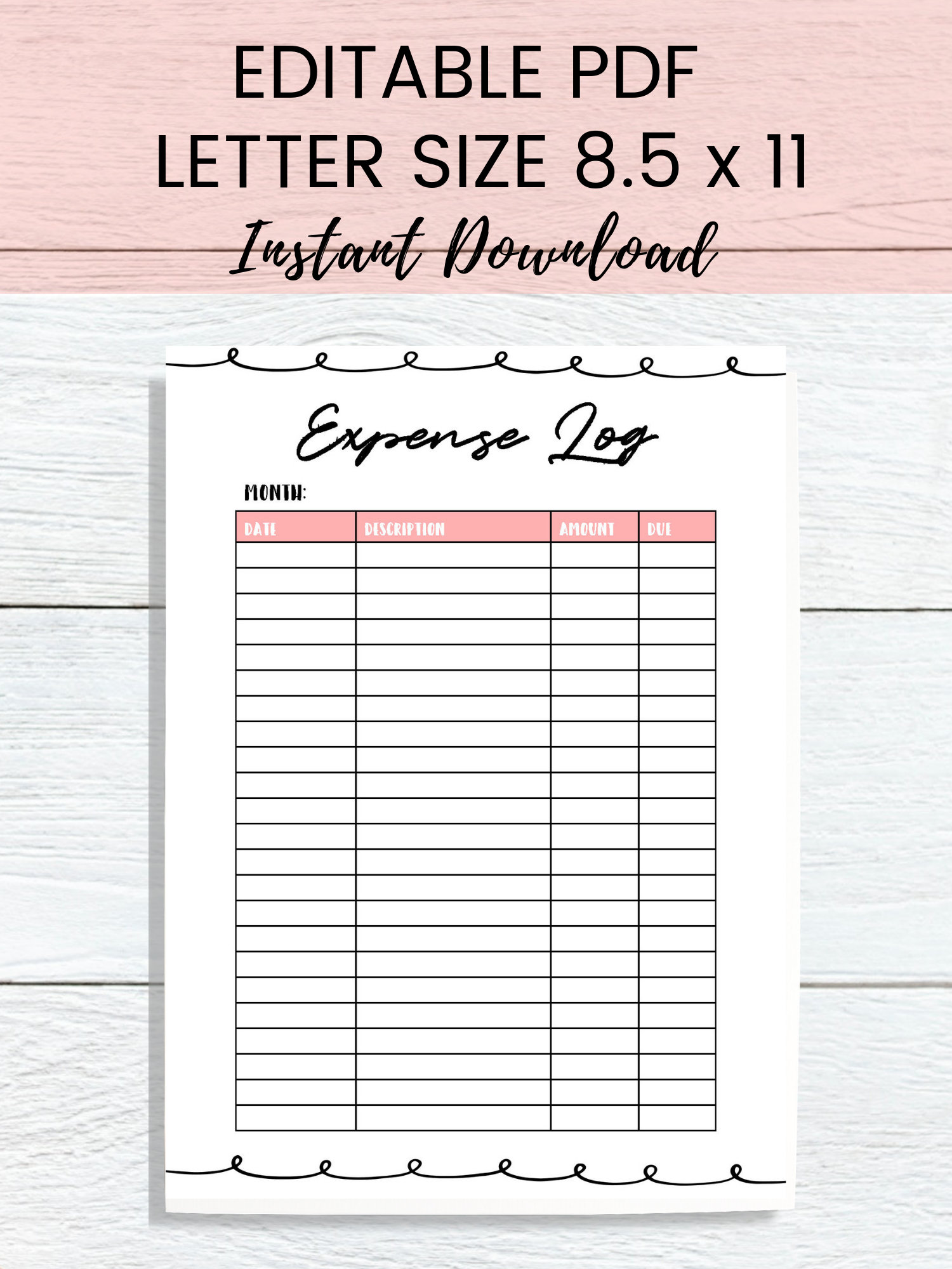 Monthly Expense & Bill Payment Log | Expense Tracker | Editable PDF ...
