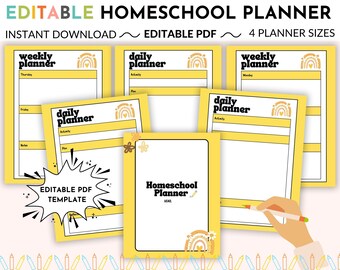 Editable Homeschool Planner | Homeschool Schedule | Homeschool Weekly Schedule | Homeschool Life Planner | Homeschool Planner Pages | A6