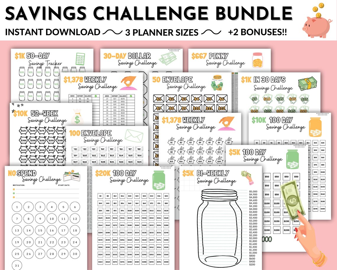 Savings Challenge Printable Savings Challenge Bundle Savings Challenge ...