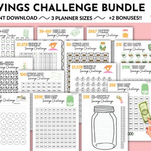 Savings Challenge Printable | Savings Challenge Bundle | Savings Challenge A6 | 20k Savings Challenge | Savings Challenge Binder | Editable