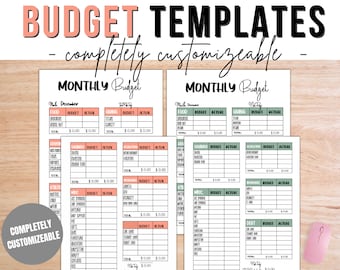 Editable Monthly Budget Planner | Fillable PDF, Expense Tracker (Digital Download)