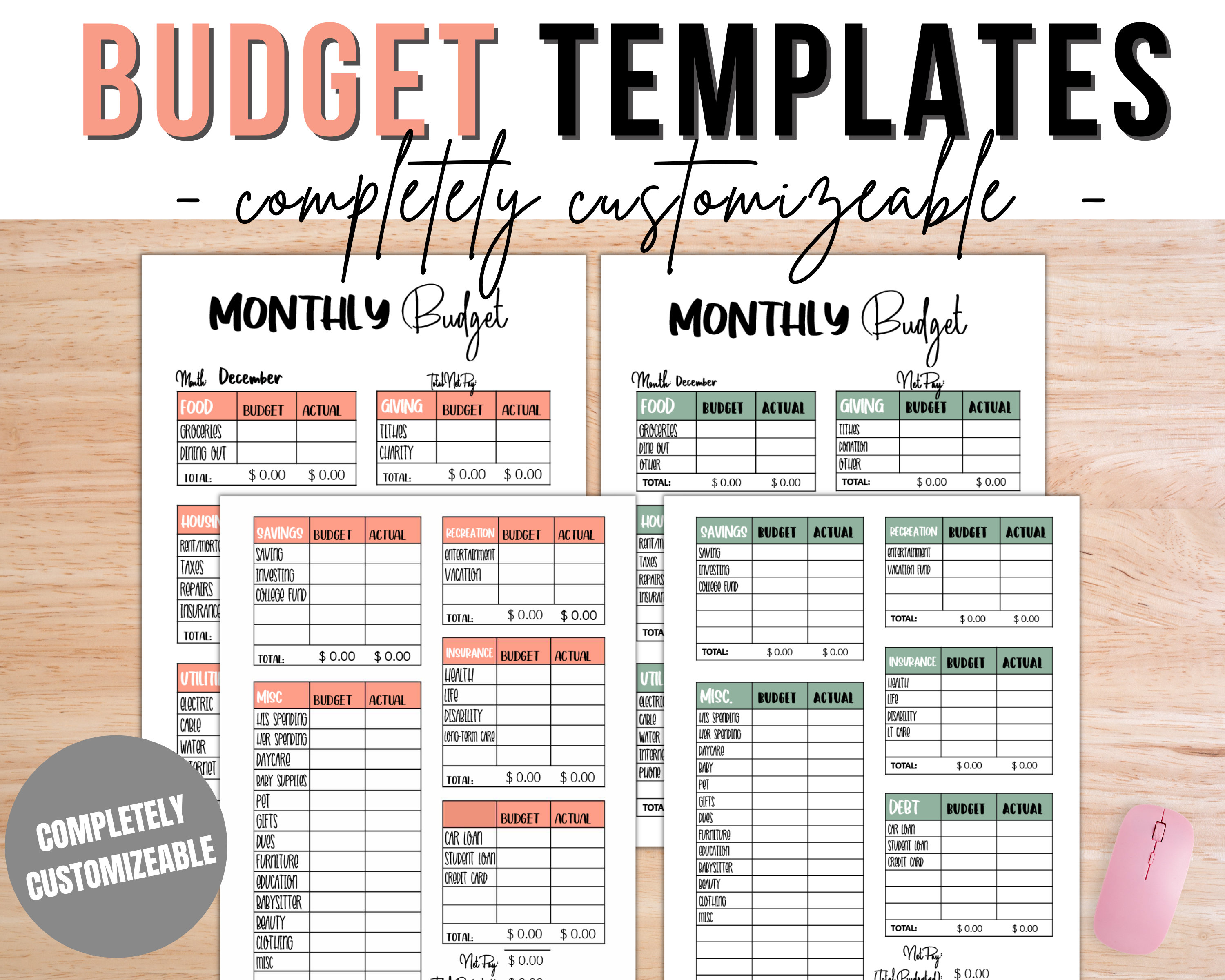 Monthly budget templates | budget printable | budget planner ...