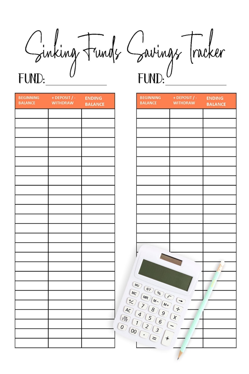 Sinking Funds Savings Tracker Yearly Expense Worksheet | Etsy