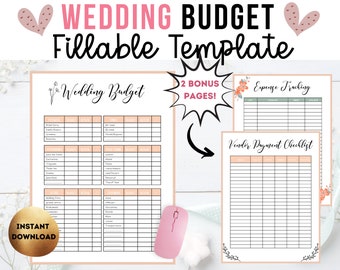 Editable PDF Wedding Budget Planner | Wedding Planner Printable | Wedding Cost| Wedding Finance| Spending Planner| | INSTANT download