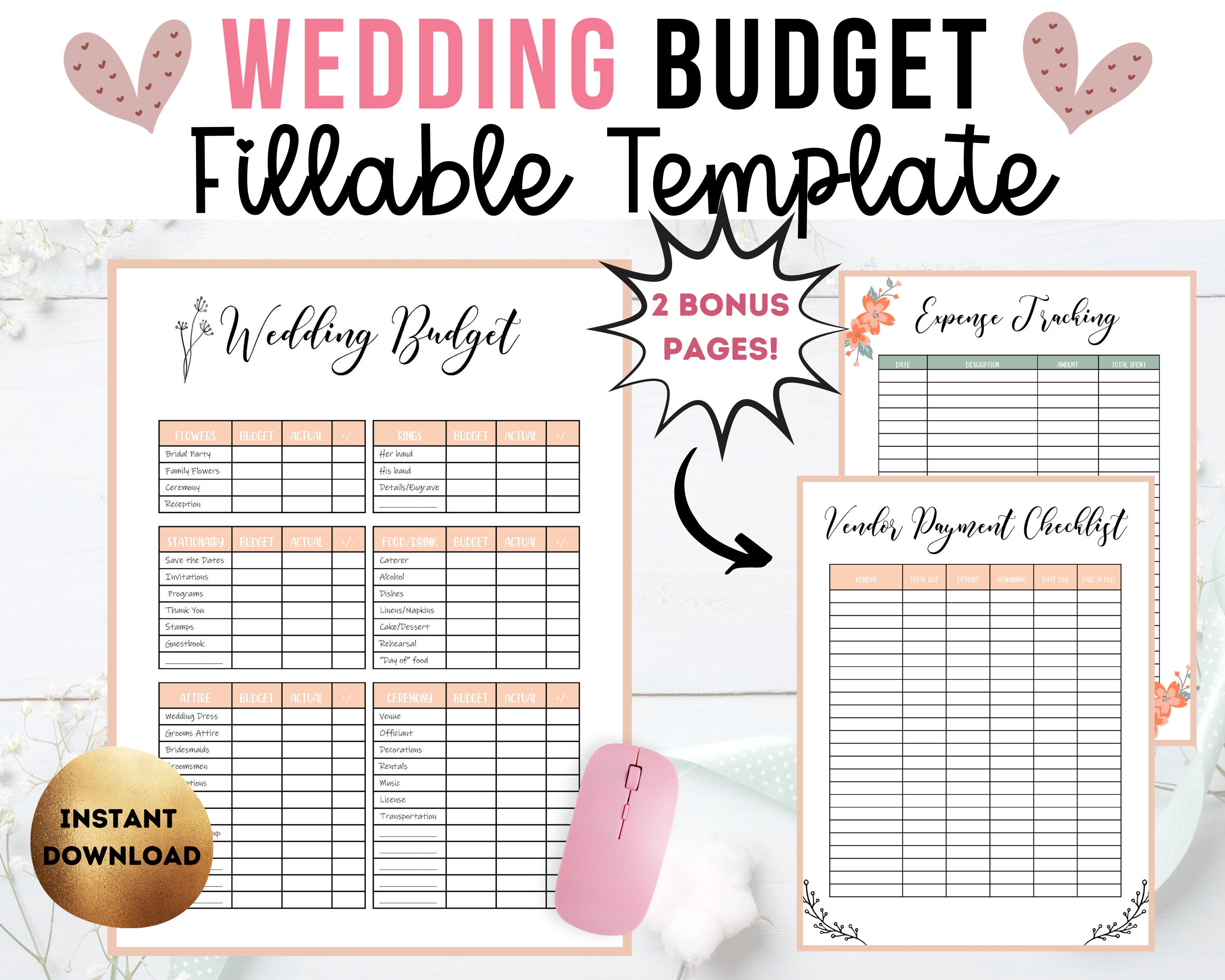 Editable PDF Wedding Budget Planner Wedding Planner - Etsy