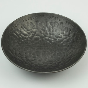 Large Stainless Steel Bowl - Hand Made Hammered Texture Dish - jewellery Dish for her - Hand Made Key dish - personalised metal bowl for him