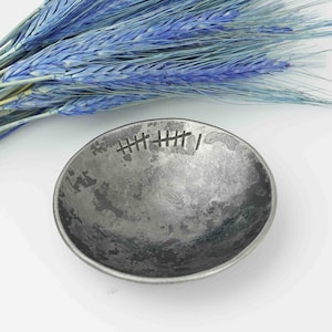 Personalised Handmade Steel Ring Dish • 11th Wedding Anniversary Gift • Handcrafted Steel Dish with 11 Tally Marks Option • Extra Small 3.7&quot;