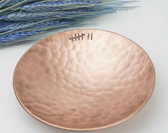 Handmade Hammered Copper Bowl: Personalized Trinket Dish, 7th Anniversary