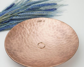 Personalised Handmade Copper Bowl • 7th Anniversary Gift•  Hammered Texture Trinket Dish • Hand Beaten Copper Bowl • 7.5 Inch - large