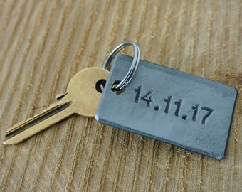 Special Date Iron Keyring • Personalised Date Metal Keyring 6th Anniversary Gift for Him • Custom Anniversary Date • Keyring stamped Numbers