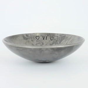 6th Anniversary gift - Hand Made Iron Bowl - Roman Numerals - Metal ring Dish - Wedding anniversary Gift - Small Iron Bowl - 4.3 Inches
