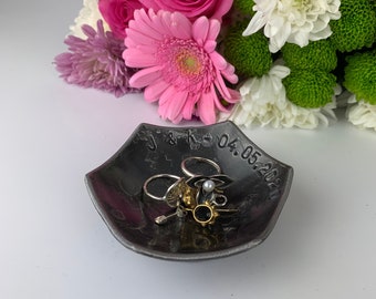 Extra Small Hexagonal iron Dish - Custom ring holder  - 6th Anniversary GIFT -Jewelry Storage - 11 Tally Marks -geometric jewelry Display