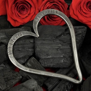 Personalised Handcrafted Iron Heart - 6th Anniversary Gift with Tally Marks - Hand Forged Metal Love Heart - 5&quot; Iron Anniversary Gift