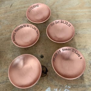 Copper Ring Dish - TALLY MARK Of 7 Years option - X Small jewellery Dish - 7 I STILL Do Wedding Anniversary Gifts - Copper Personalised Gift image 3