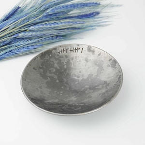 Handmade Steel Ring Dish • Custom 11th Anniversary Gift • Hand Stamped with 11 Tally Marks • Medium Size 5.5&quot;