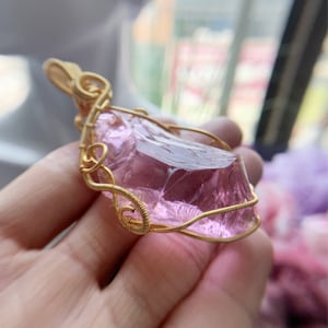 Handmade Pink andara crystal Necklace,Lavender Andara Crystals Pendants,Aqua Red Andara volcanic crystals,Personalized Andara Stone Jewelry