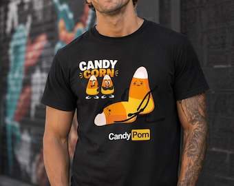 Funny Candy Corn Candy Porn Halloween T-Shirt, Adult Halloween Humor Tee, Spooky Season Graphic Shirt, Fall Party Shirt, Gag Gift