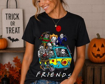 Funny Horror Friends Halloween Shirt, Spooky Slasher Friends Tee, Halloween Movie Fan Shirt, Horror Mashup Tee, Fall Gift