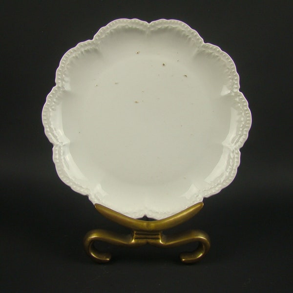 Assiette blanche en porcelaine GDA Limoges France, Assiette à bord chantourné porcelaine fine, Assiette antique Gérard Dufraisseix & Abbott