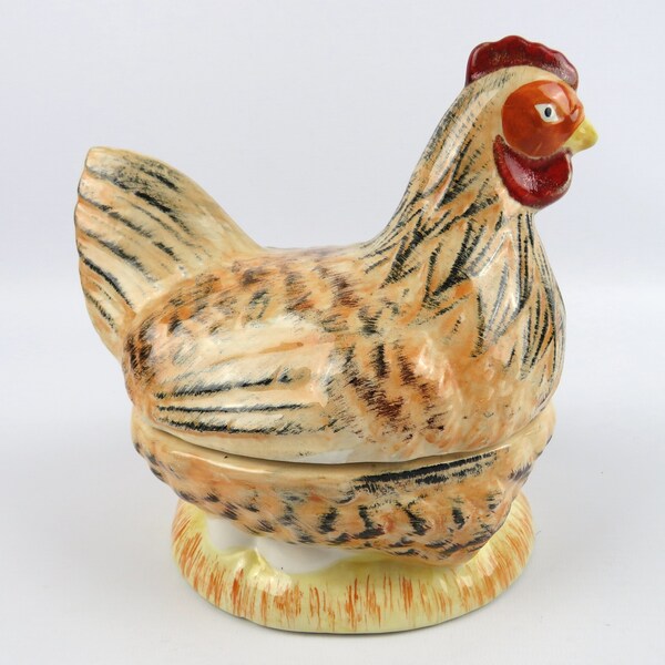 Terrine Michel Caugant Poule, Plat à pâté en forme de poule, Pot couvert forme animal, Terrine zoomorphe de collection, Poterie animalière