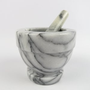 グレー大理石の乳鉢と乳棒 - 天然石のキッチンアクセサリー