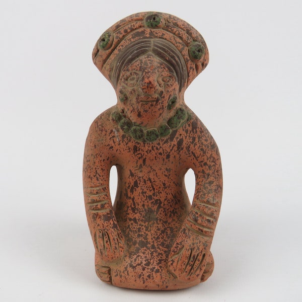 Statuette Sud-américaine Maya Aztèque en terre cuite, Sculpture d'Art mexicain en argile, Art précolombien Amérique du Sud, Tiki Inca