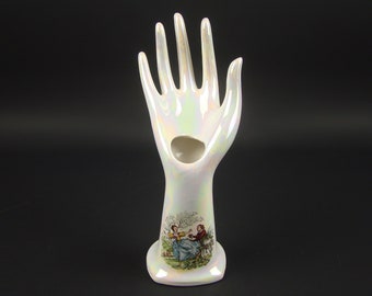 Hamsa Ceramic Ring Holder Hand Jewelry Stand, Engagement and