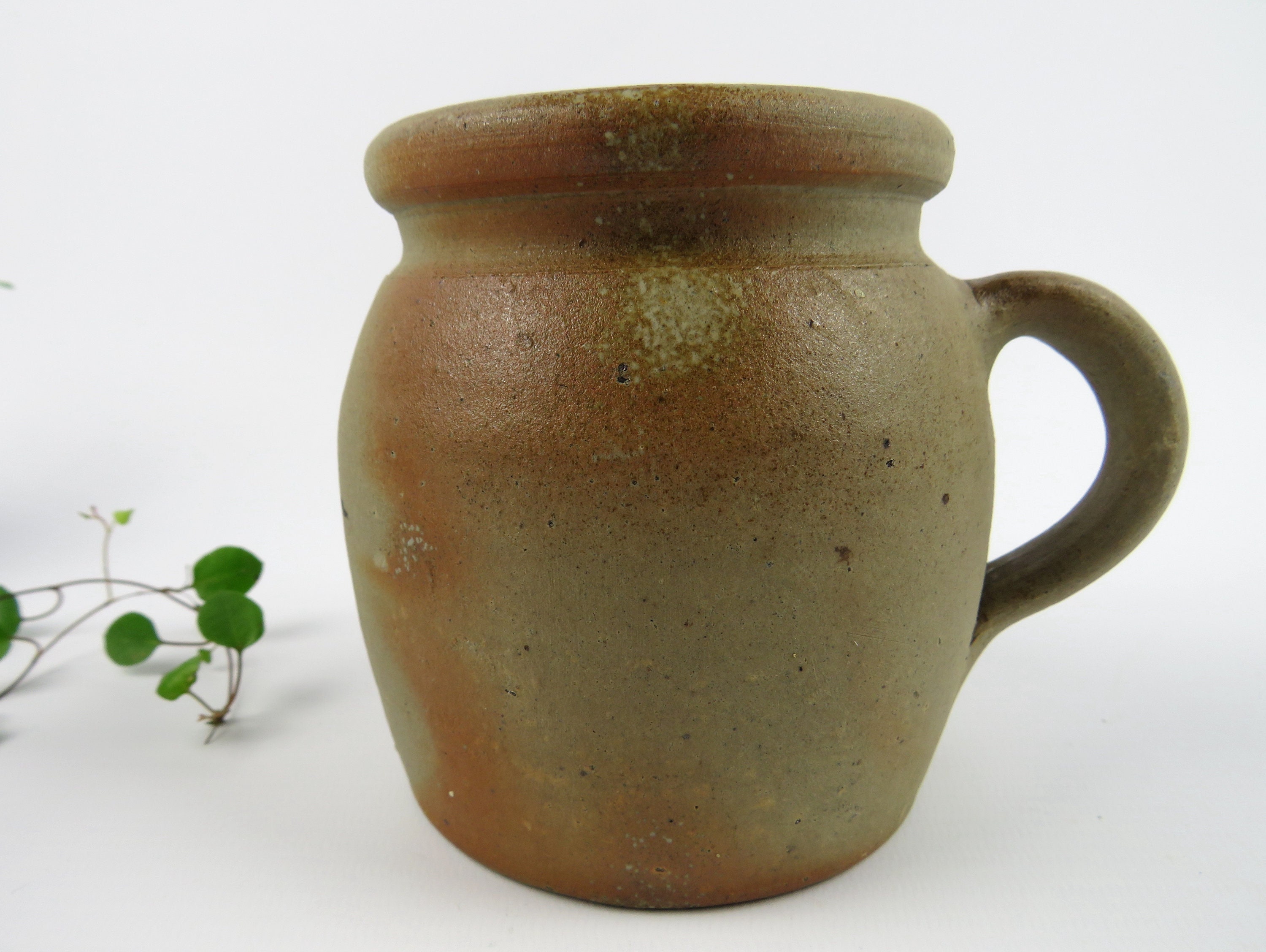 Petit Pot à Graisse en Grès Brut Vintage, Pot de Conservation Sud-Ouest La France Début Du Siècle, C