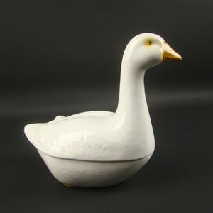 Michel Caugant goose terrine, goose-shaped pate terrine, Collectible zoomorphic terrine, Hand-painted french terrine, Unique gift