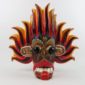 Sri Lankan Gini Raksha mask, Ceylon devil mask, Traditional Raksha fire devil wall mask, Sinhalese dance mask, Sri-lankan craftsmanship