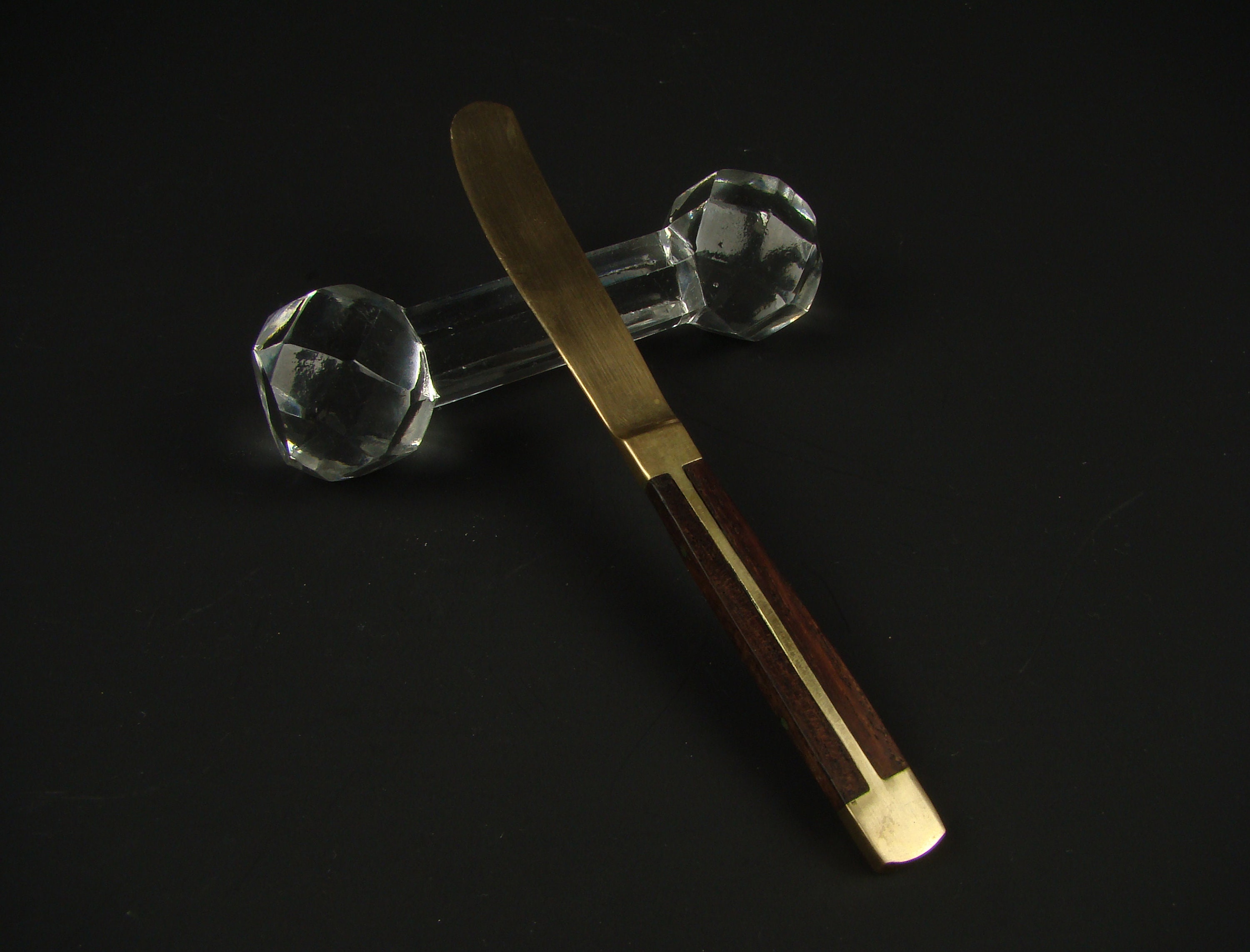 Antique Baccarat crystal dumbbell knife rests Crystal knife Etsy