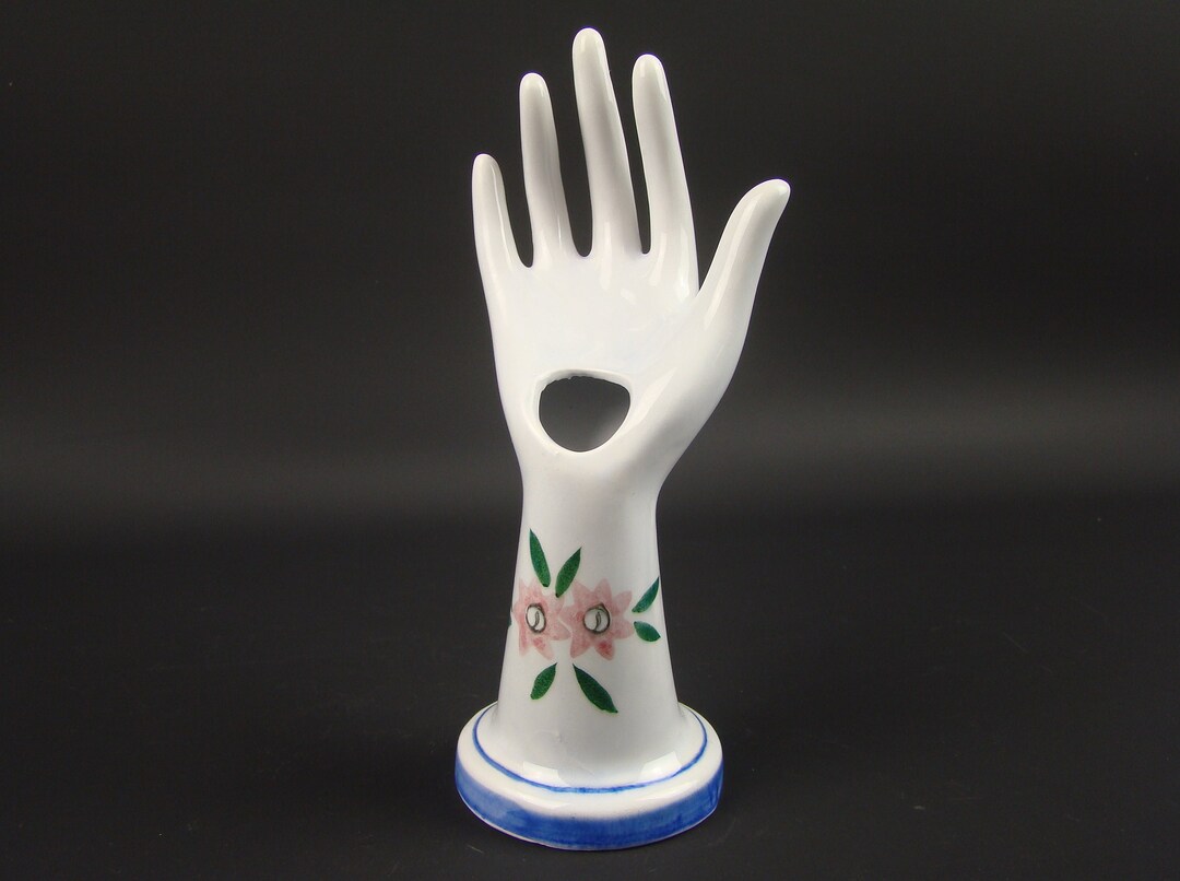 Hand Shaped Jewelry Display Vintage White Ceramic Hand Ring Etsy