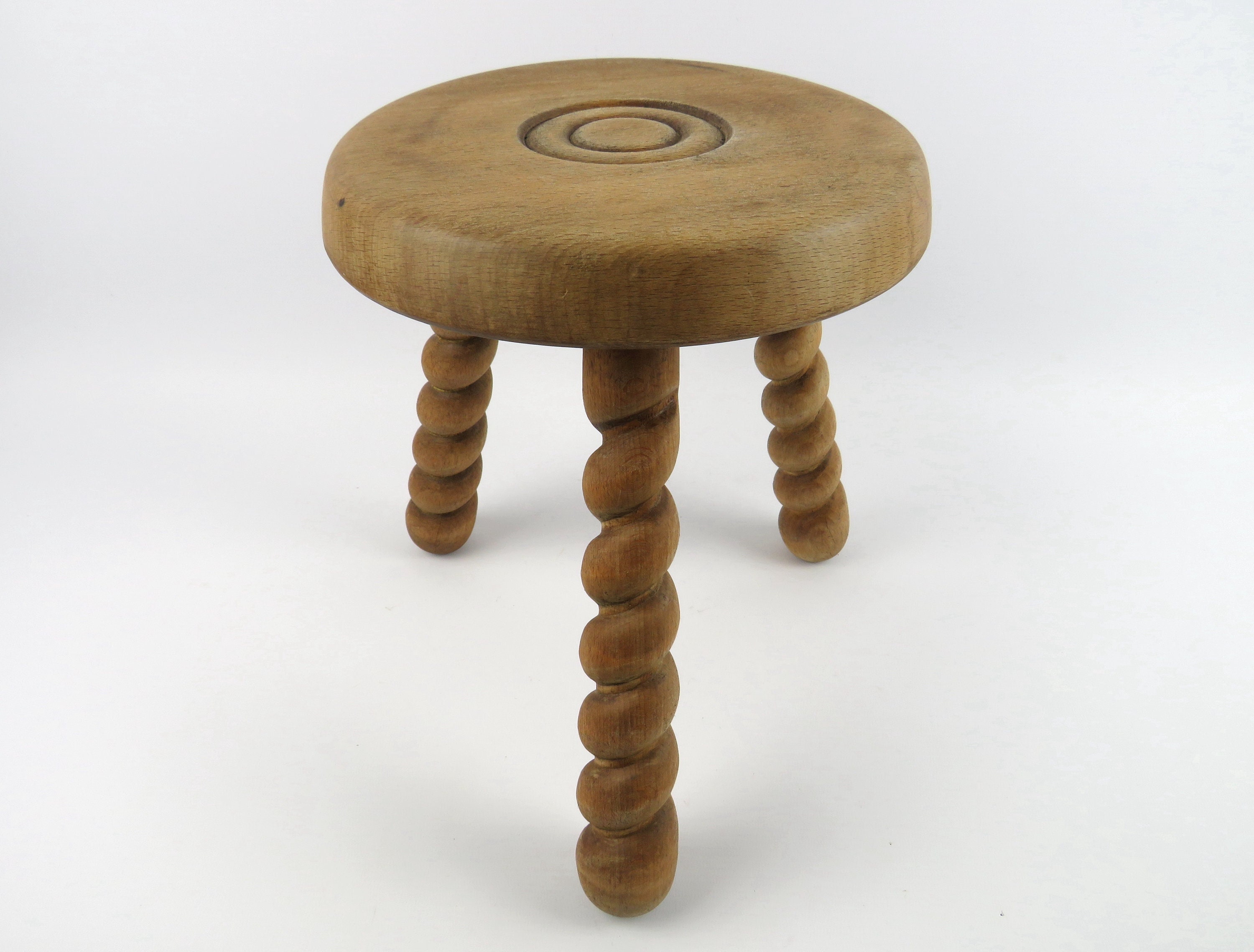 tabouret tripode en bois, tabouret de traite pieds compas, 3 pieds, table d'appoint pattes, chevet