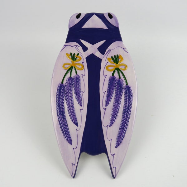 Large cicada trivet, Cicada shaped trivet, Provencal ceramic trivet, Purple cicada hot pad, French Provence pottery, Cicada ornaments
