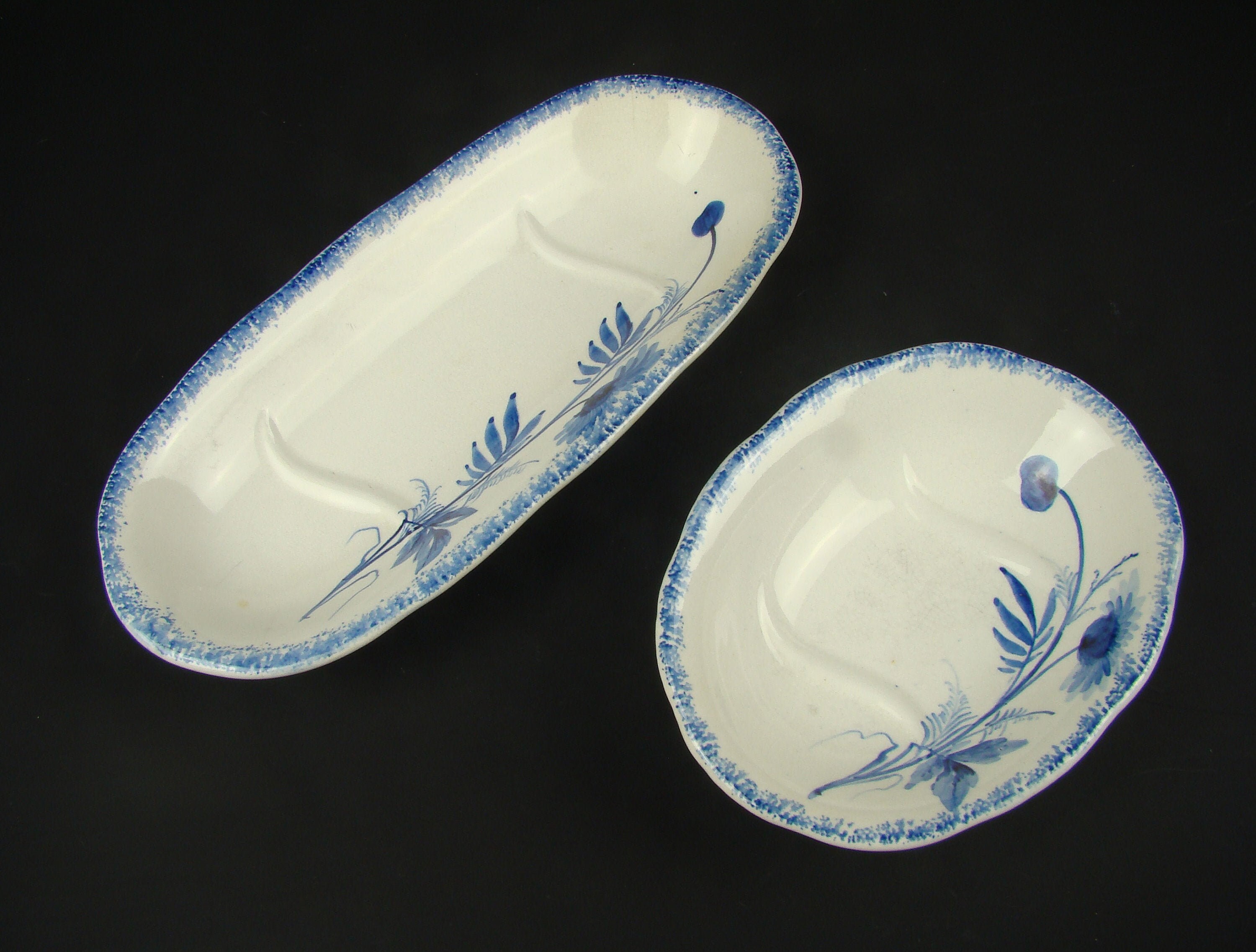 Deux Porte-Savons Anciens en Céramique, Supports de Savon Vintage, Plats à Français, Décor Salle Bai