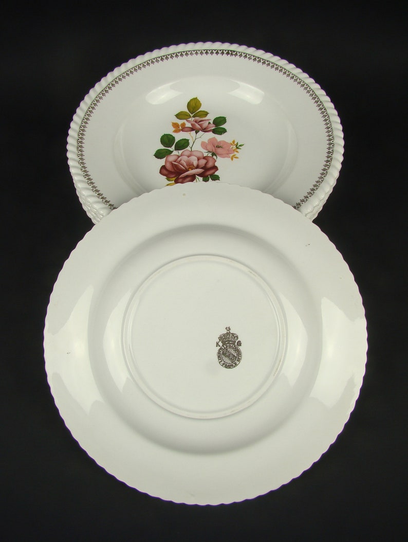 French plates with floral decor French tableware French antique Lun\u00e9ville Badonviller soup plates Shabby kitchen decor Ironstone plates