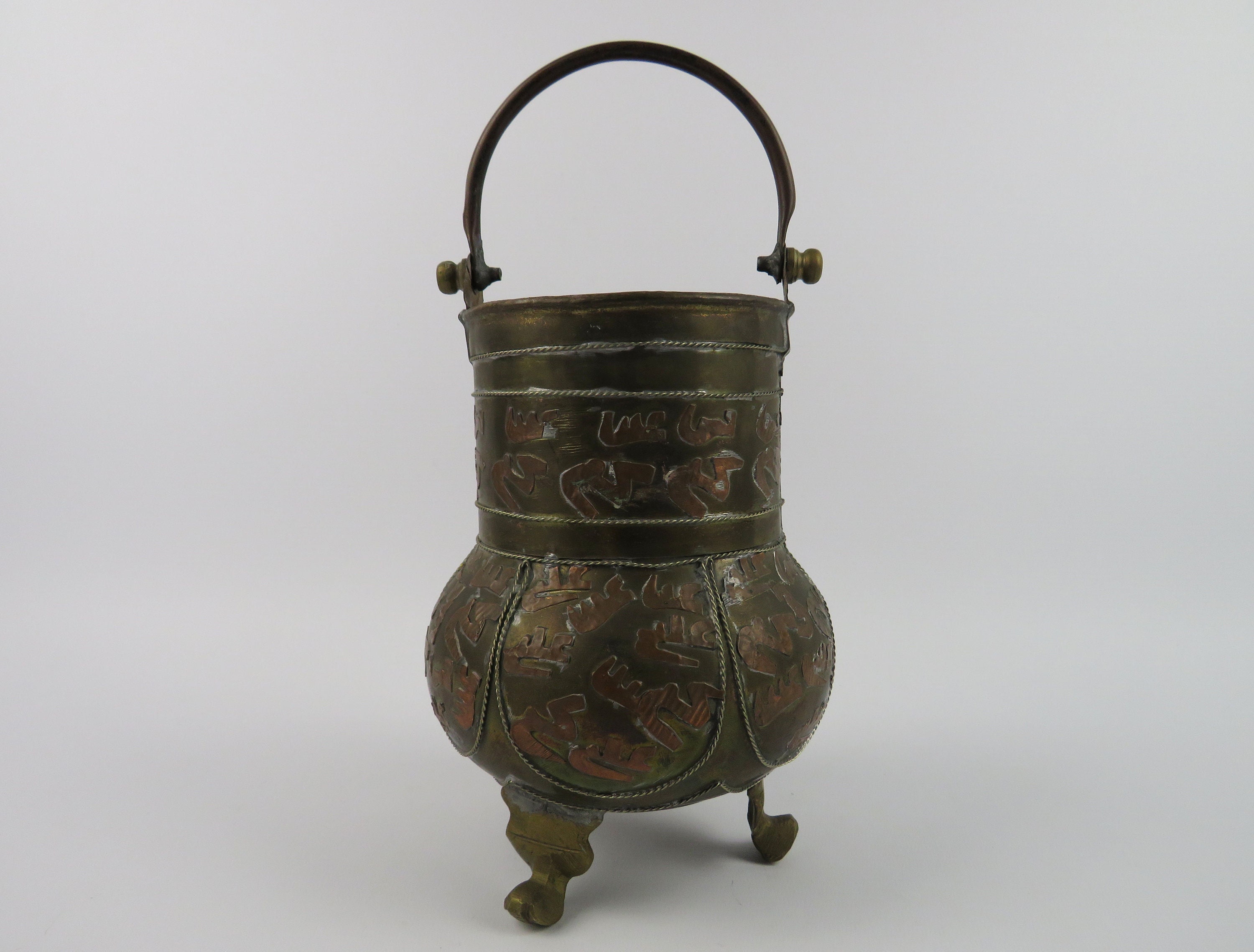 Chaudron Tripode en Cuivre, Chaudron Ethnique Vintage Seau à Suspendre Décor de Cuisine Cadeau Sorci