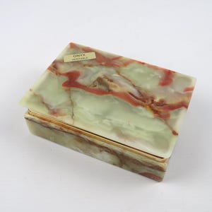 Genuine onyx stone lidded jewelry box, Decorative carved onyx marble box, Natural stone watch box
