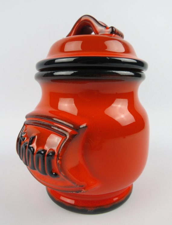 Buy Denicotea Tobacco Jar - Orange and Black Glazed Ceramic Lidded Tobacco  Canister With Humidifier, 1960s–70s Online in India