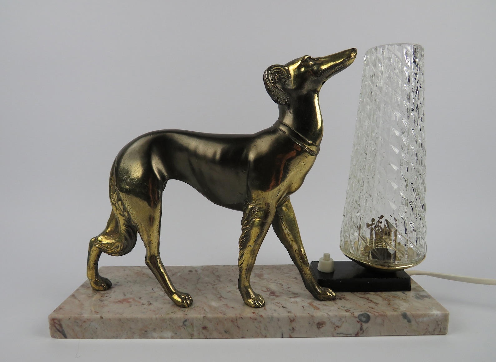 French Artdeco table lamp dog Borzoi dog lamp pink marble Etsy
