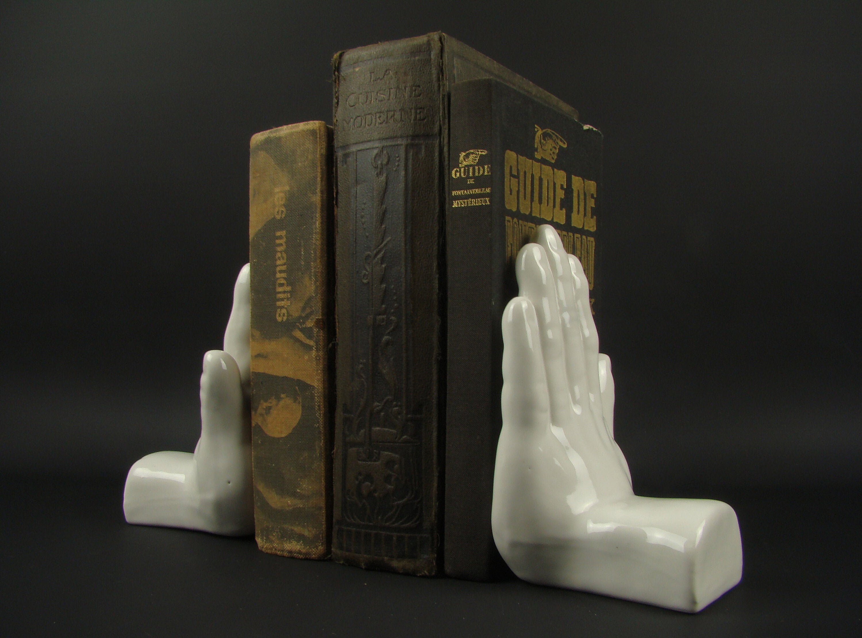 White ceramic hand bookends Pair of hand shaped bookends Etsy