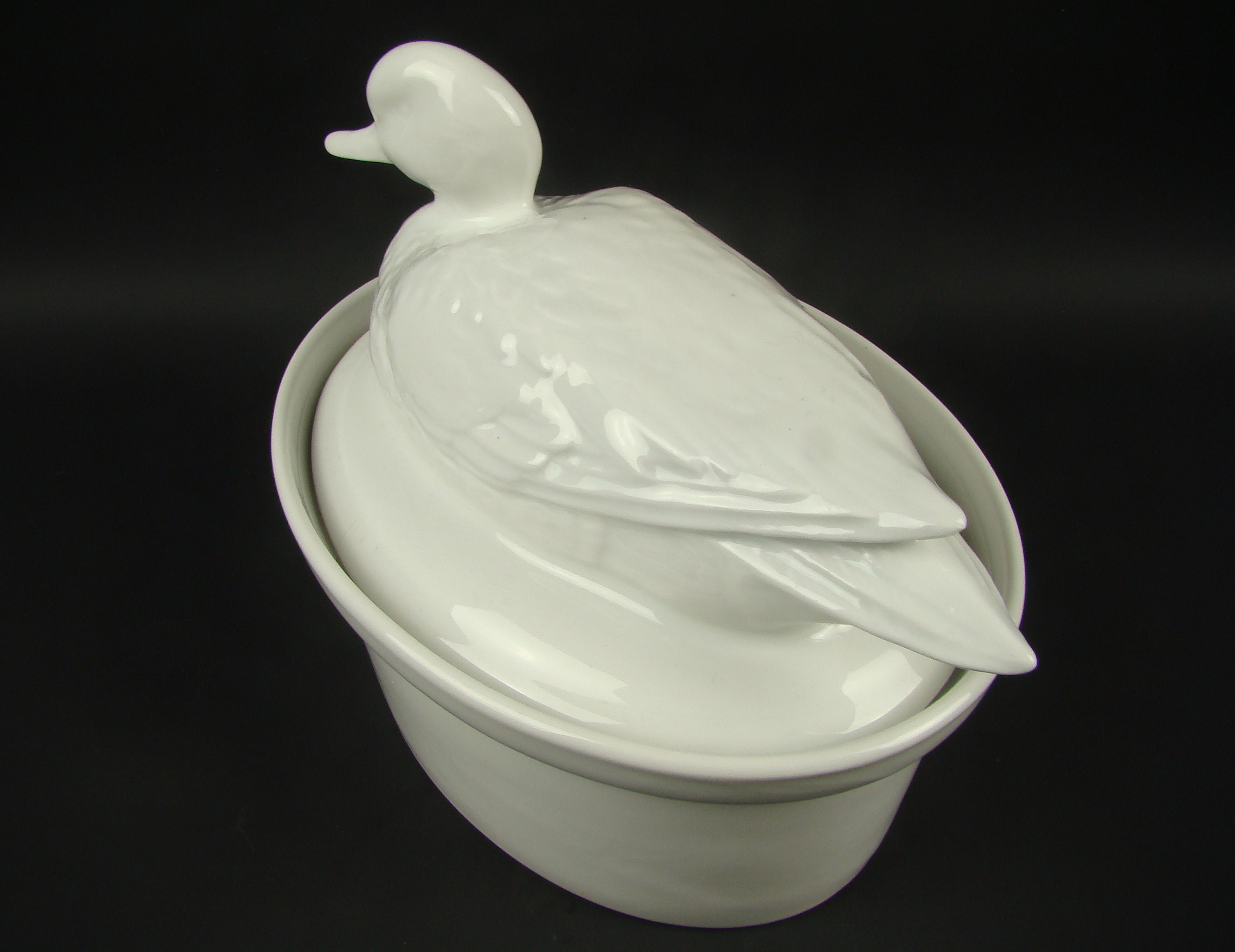 Apilco Porcelain Tureen Duck Pate Tureen in White Porcelain Etsy